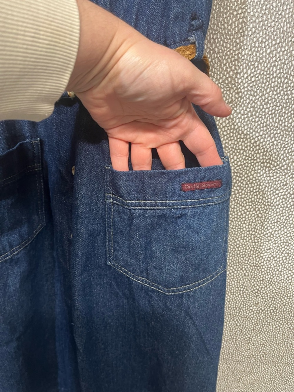 11/12 Vintage Castle Square Denim Jumper Dress - Picture 4 of 8